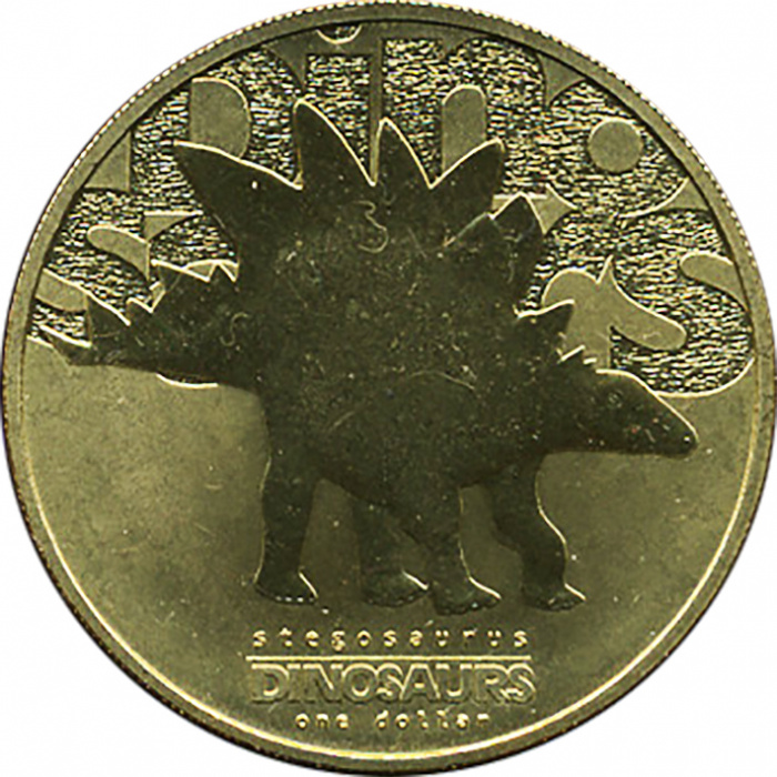 (2002) Монета Тувалу 2002 год 1 доллар &quot;Стегозавр&quot;  Медно-Алюминиево-Цинковый сплав  PROOF